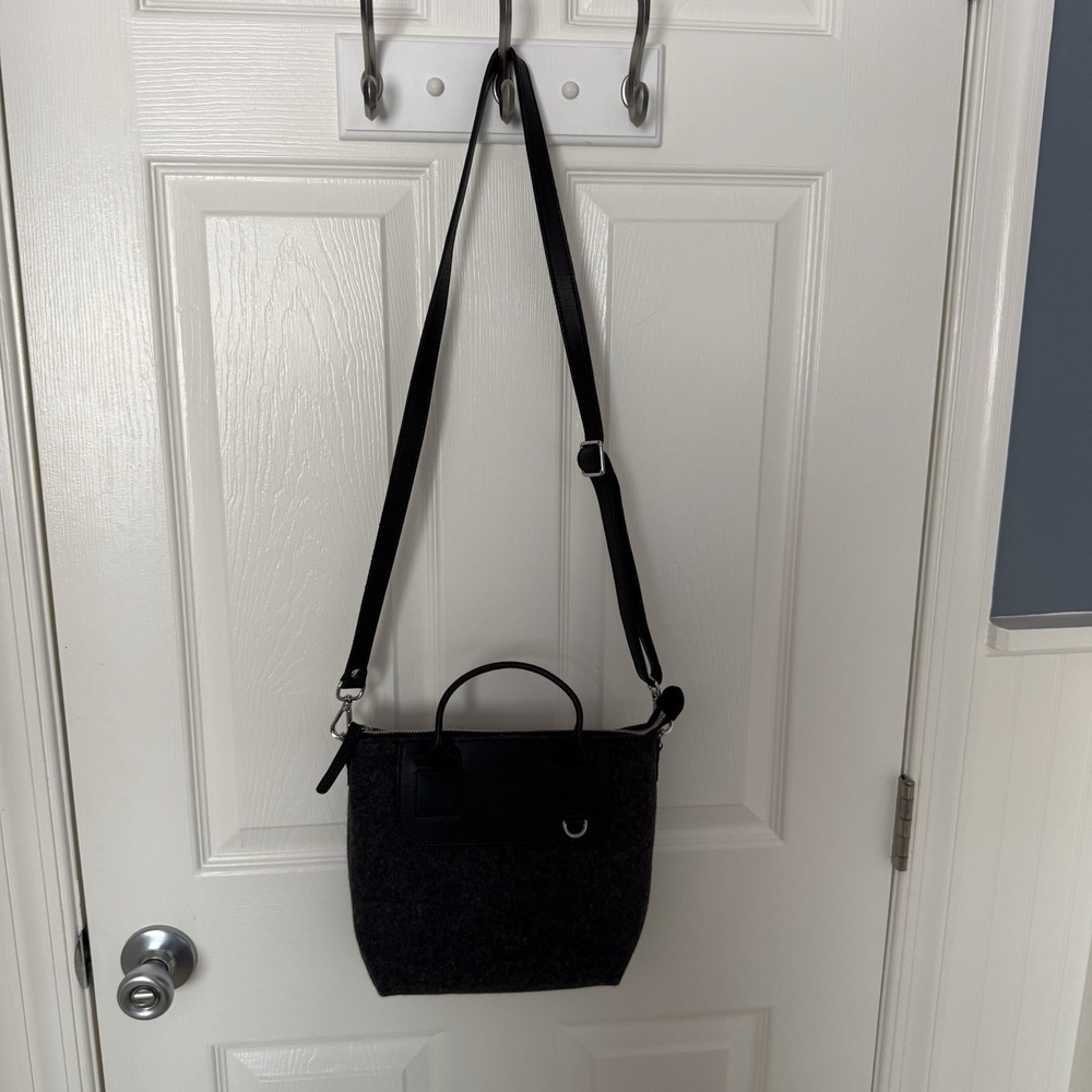 Graf Lantz Bedford Felt Convertible Crossbody Tote Bag Purse Gray Merino Wool - Picture 12 of 12